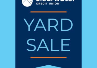 blue yard sale announcement banner