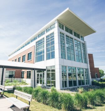 Exterior photo of the Brooks St Clearwater Credit Union Headquarters during spring in Missoula, MT.