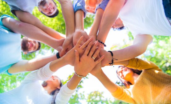 Group of a friends hands together