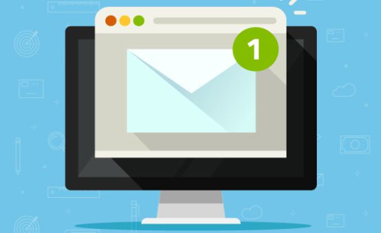 Illustration of a computer screen with an email alert